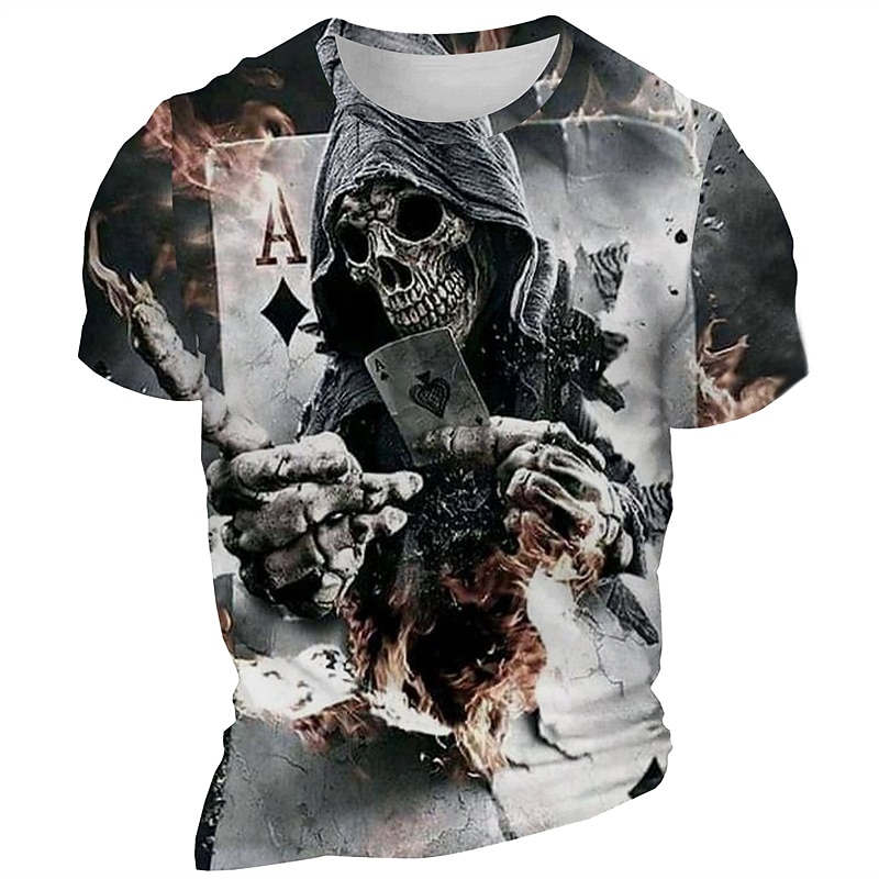 Men's Graphic Grim Reaper Gothic T Shirt Short Sleeve T shirt 3D Print Crew Neck Shirt Daily Designer Retro Vintage Sports Outdoor Holiday Going out Blue Purple Brown Spring & Summer Clothing Apparel2