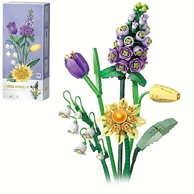 Women's Day Gifts Bouquet Set Mini Artificial Flower Building Blocks Rose Bouquet Pot Decoration Model Valentine's Day Gifts For Lovers And Girls Mother's Day Mother's Day Gifts for MoM2