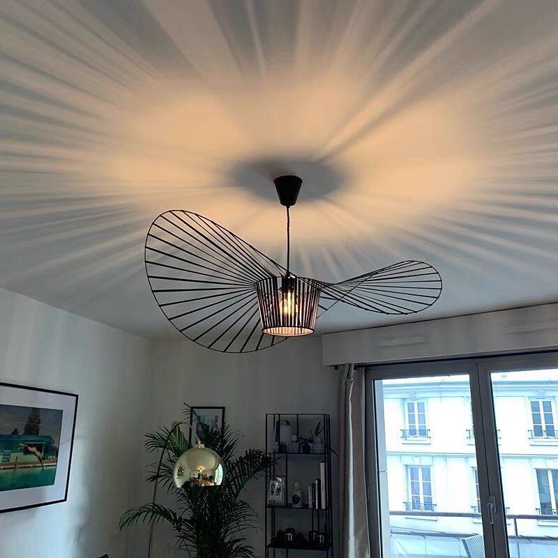Pendant Lamp Vintage Living Room Chandelier Pendant Lamp 60cm LED Vertigo Lamp Pendant Lights Made of Fibreglass / Polyurethane E27 for Lampshade, Restaurant, Bar, Cafe, Black 110-240V4