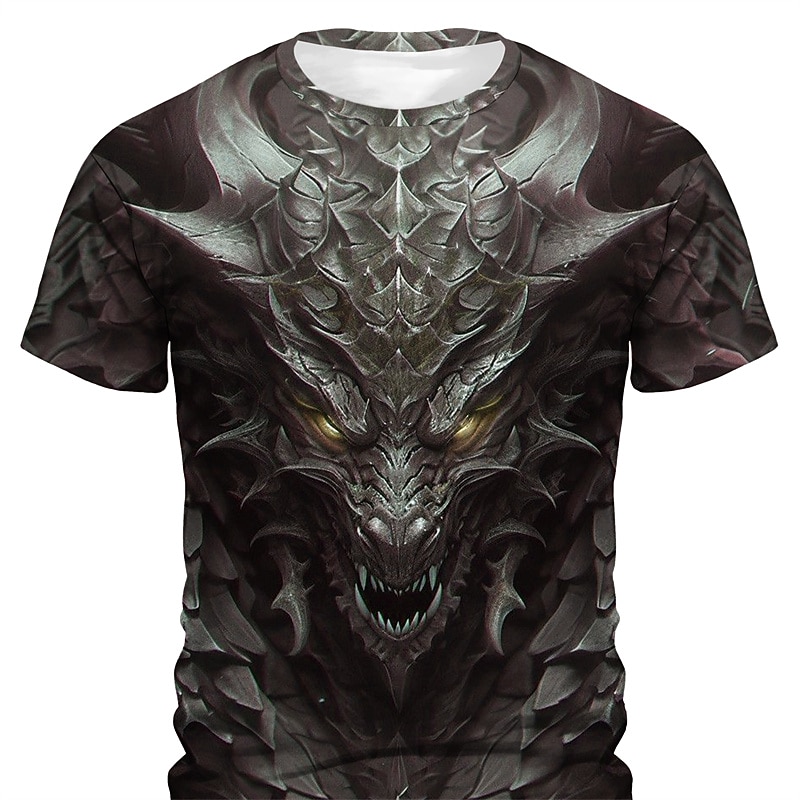 Men's Graphic Dragon T Shirt Short Sleeve T shirt 3D Print Crew Neck Shirt Daily Designer Retro Vintage Sports Outdoor Holiday Going out Yellow Blue Purple Spring & Summer Clothing Apparel S M L XL2