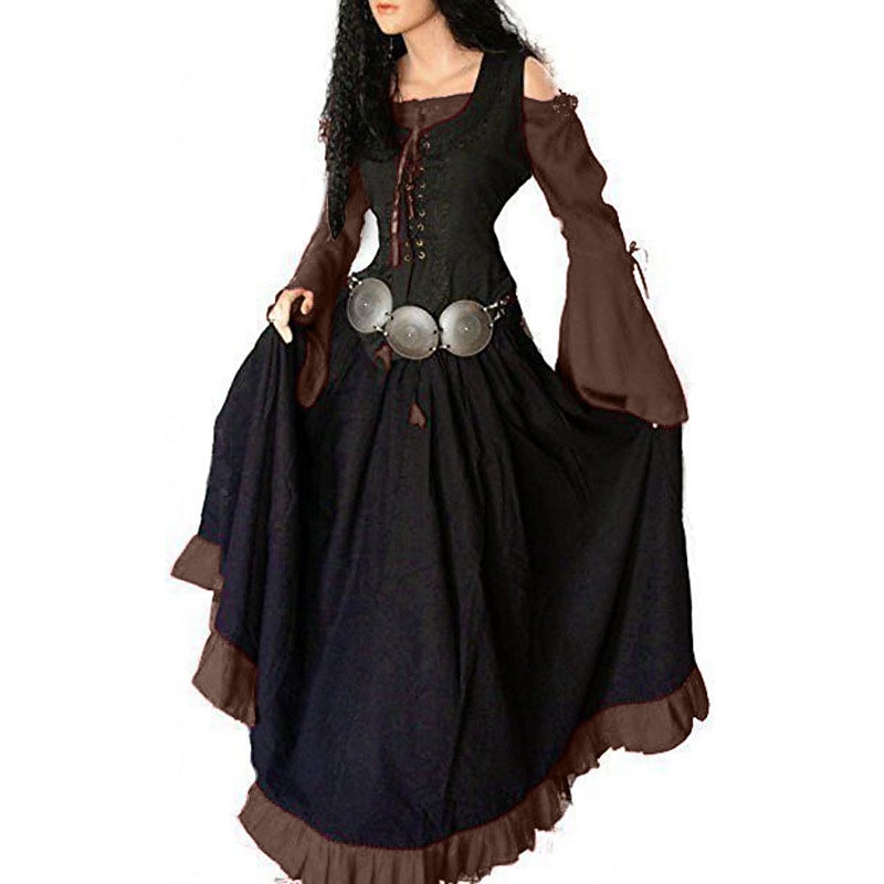 Medieval Renaissance Cocktail Dress Cosplay Costume Prom Dresses Viking Outlander Plus Size Fancy Dress Women's Celtic Halloween Carnival Masquerade Party LARP Ren Faire Adults' Dress2