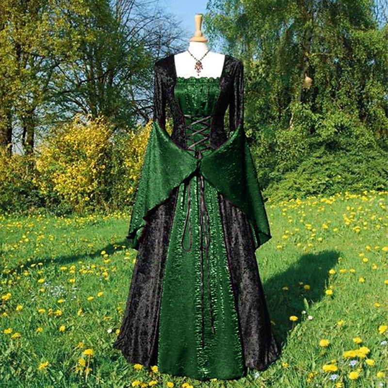 Retro Vintage Medieval Renaissance Dress Cosplay Costume Prom Dresses Witch Viking Gentlewoman Fancy Dress Women's Celtic Walpurgis Night Halloween Carnival Masquerade Renaissance Fair LARP Adults'4