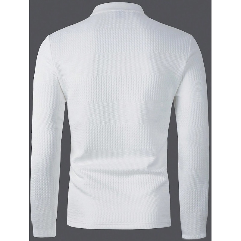 Men's Button Up Polos Golf Shirt Casual Sports Lapel Long Sleeve Fashion Basic Plain Textured Button Spring &  Fall Regular Fit Wine Black White Blue Button Up Polos2