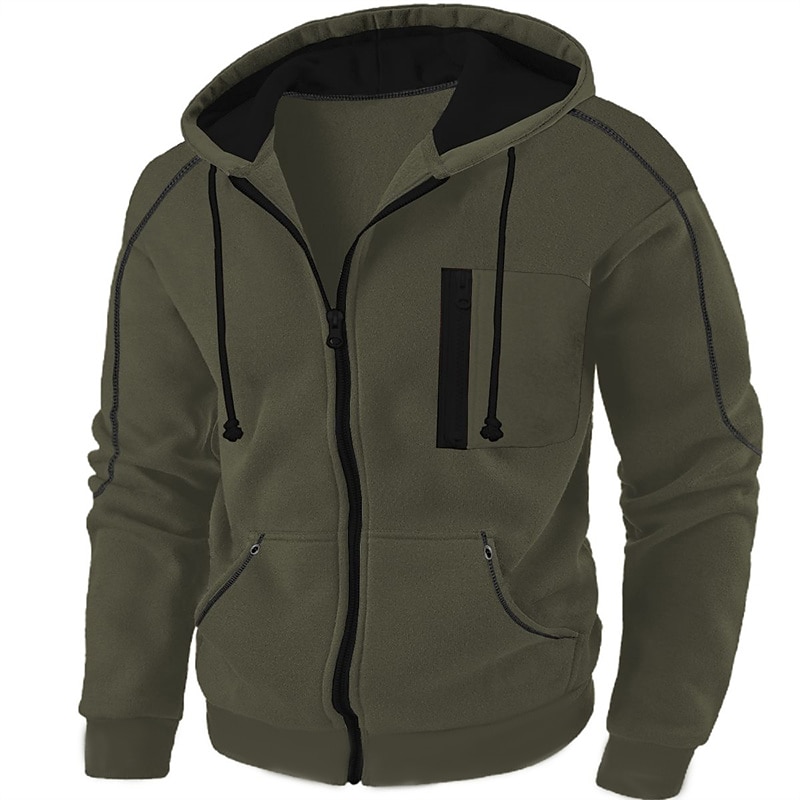 Men's Full Zip Hoodie Jacket Tactical Black Red Navy Blue Dark Gray Hooded Plain Pocket Sports & Outdoor Daily Sports Hot Stamping Designer Basic Casual Spring &  Fall Clothing Apparel Hoodies4