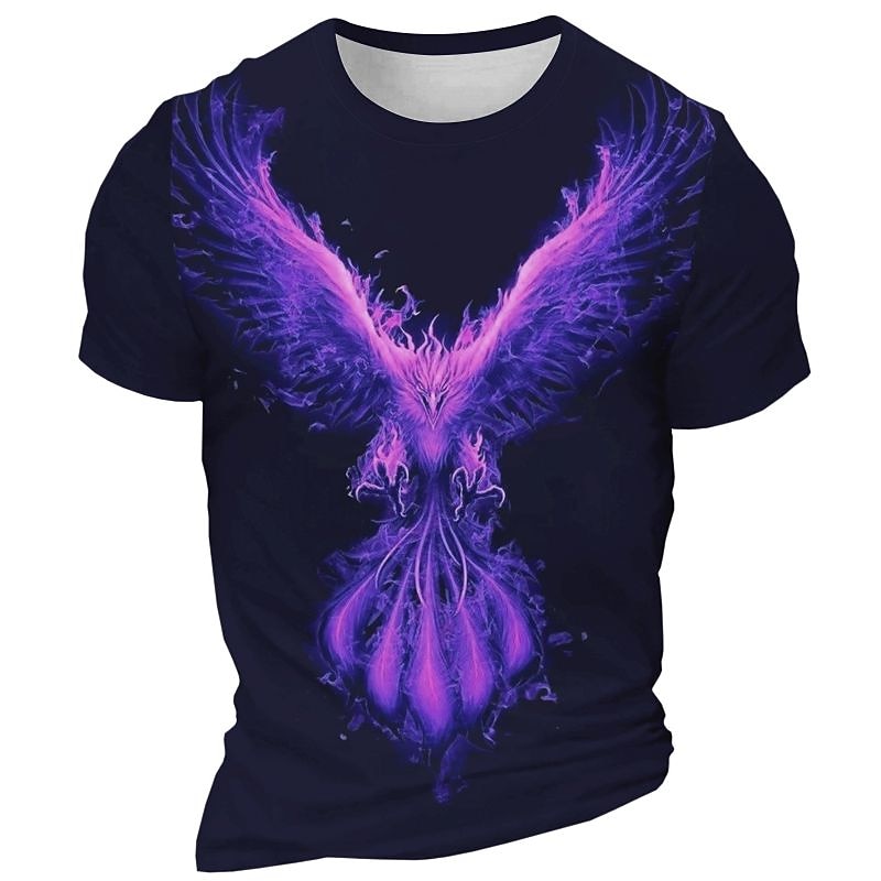 Men's Graphic Phoenix Fire T Shirt Short Sleeve T shirt 3D Print Crew Neck Shirt Daily Designer Retro Vintage Sports Outdoor Holiday Going out Black White Burgundy Spring & Summer Clothing Apparel S2