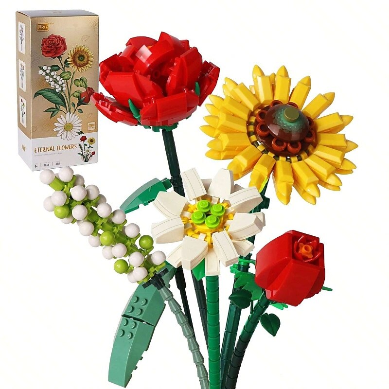 Women's Day Gifts Miniature Building Blocks Bouquet Set Artificial Flowers Diy Unique Home Decoration Plant Series Home Decor Valentine's Day Mother's Day Gift B Mother's Day Gifts for MoM