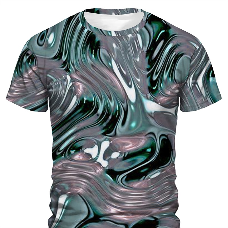 Men's Graphic Abstract T Shirt Short Sleeve T shirt 3D Print Crew Neck Shirt Daily Designer Casual Sports Outdoor Holiday Going out Blue Purple Brown Spring & Summer Clothing Apparel S M L XL 2XL 3XL