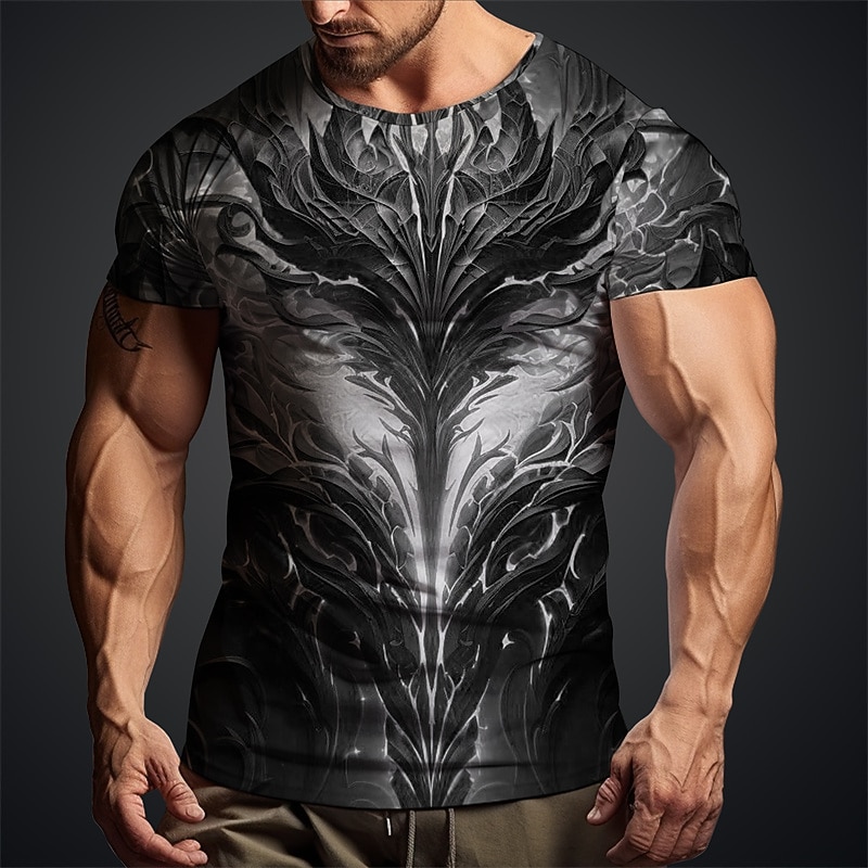 Men's Graphic Flame T Shirt Short Sleeve T shirt 3D Print Crew Neck Shirt Daily Designer Retro Vintage Sports Outdoor Holiday Going out Dark Green Purple Orange Spring & Summer Clothing Apparel S M L4