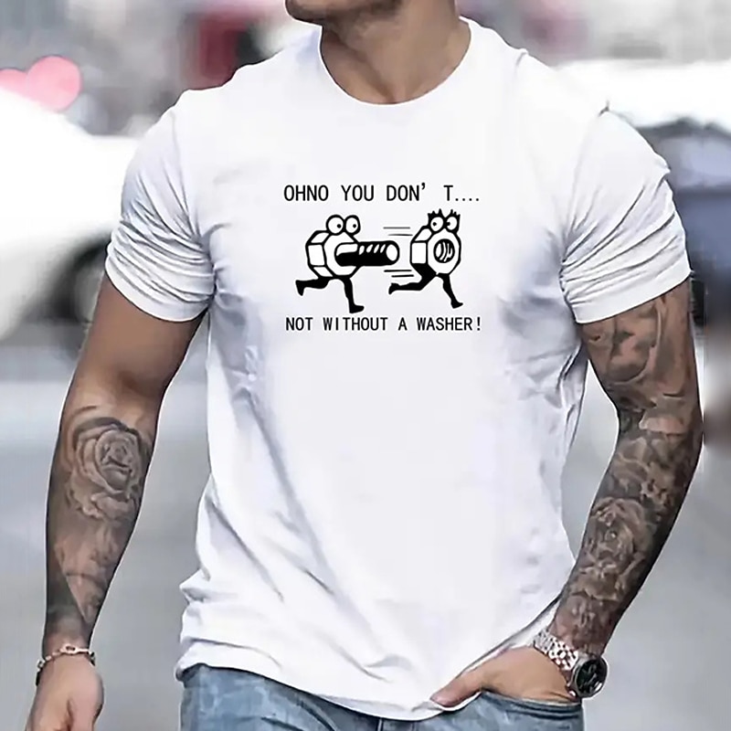 Men's Funny Graphic T-Shirt: 'Ohno You Don't... Not Without A Washer!' Mechanic Pun Short Sleeve Tee4