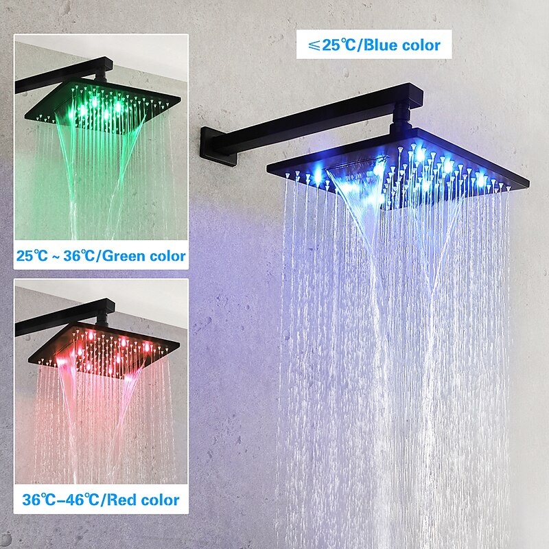 Shower Faucet Set - Handshower Included LED Fixed Mount Contemporary Electroplated Mount Inside Ceramic Valve Bath Shower Mixer Taps4