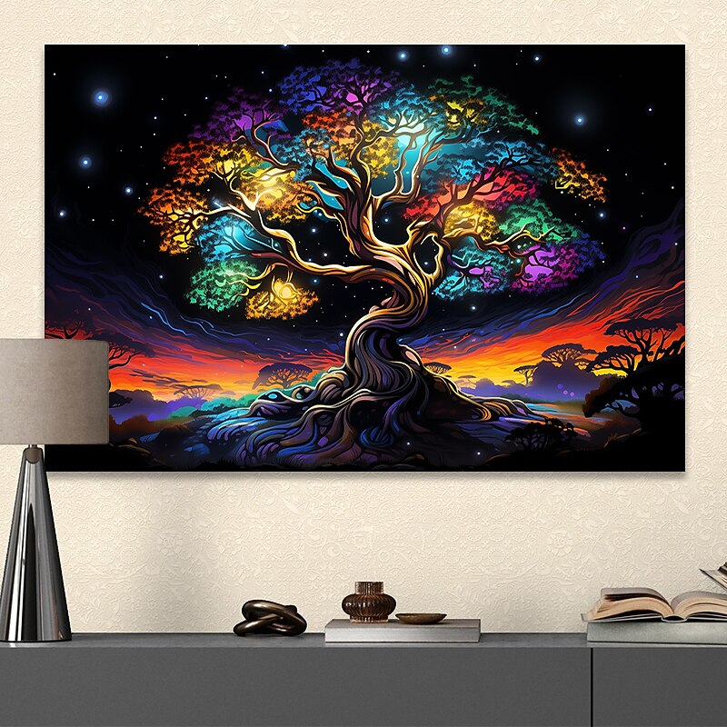 People Wall Art Canvas Colorful Tree of Life Prints and Posters Pictures Decorative Fabric Painting For Living Room Pictures No Frame3