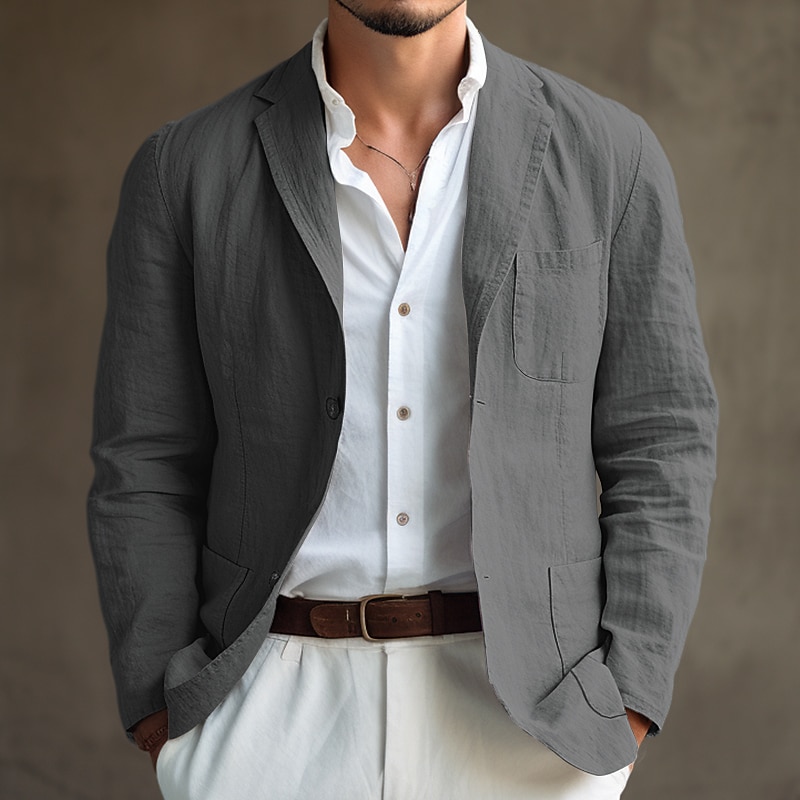 Men's Graduation Blazer Formal Evening Wedding Party Party & Evening Pocket Fashion Casual Spring &  Fall Polyester Plain Pocket Casual / Daily Single Breasted Blazer Black White Blue khaki4