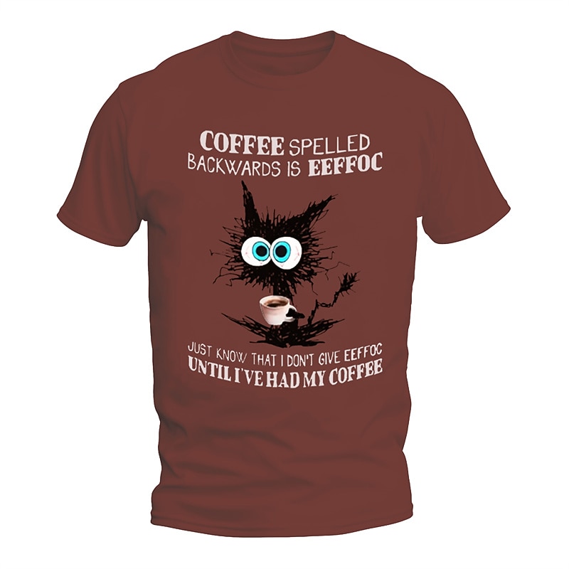 Men's Graphic T-Shirt | Funny Coffee "Eeffoc" Pun Design | "Until I've Had My Coffee" Slogan Tee for Coffee Lovers3