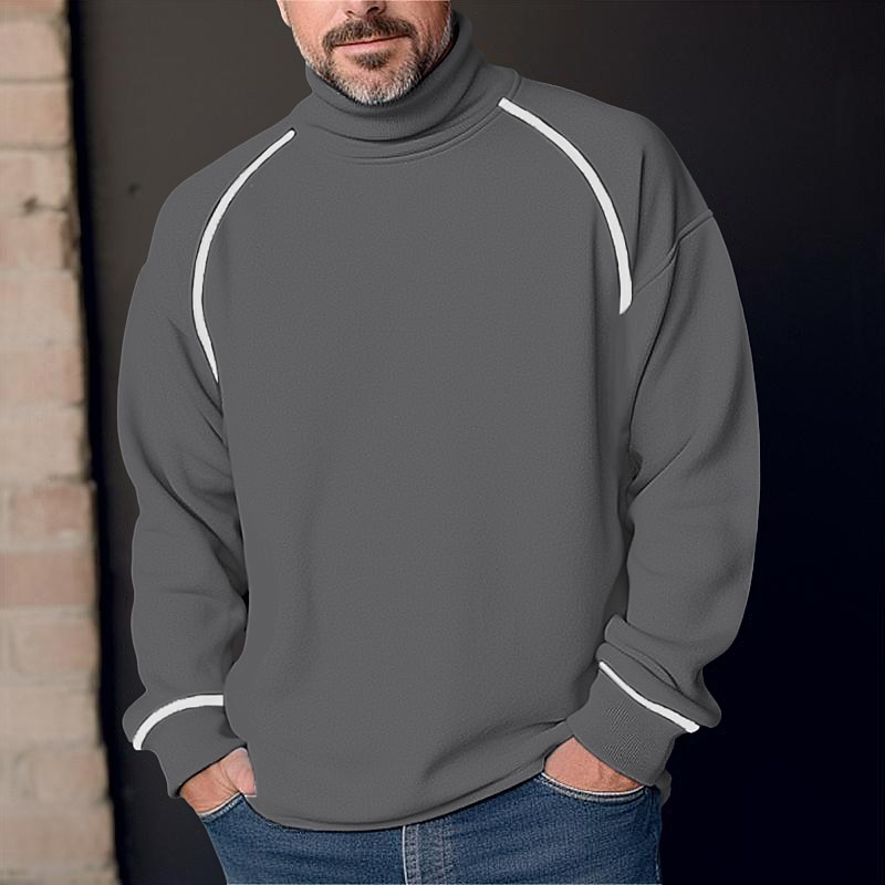 Men's Waffle Tee Waffle Shirt T Shirt Tee Top Long Sleeve Turtleneck Spring & Fall Color Block Fashion Designer Basic Patchwork Vacation Street Going out Dark Grey White Navy Blue Top Tee for Men 5