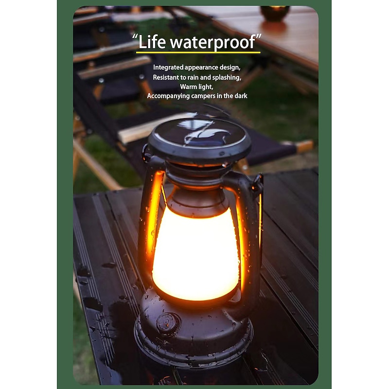 Retro Horse Lantern 3-Color LED Light Stepless Dimming Hanging Solar Rechargeable Outdoor Camping Light4