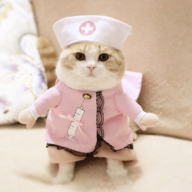 Funny Halloween Pet Police Transformation Clothes Upright Clothes Cat Dog Clothes Teddy Creative Clothes2