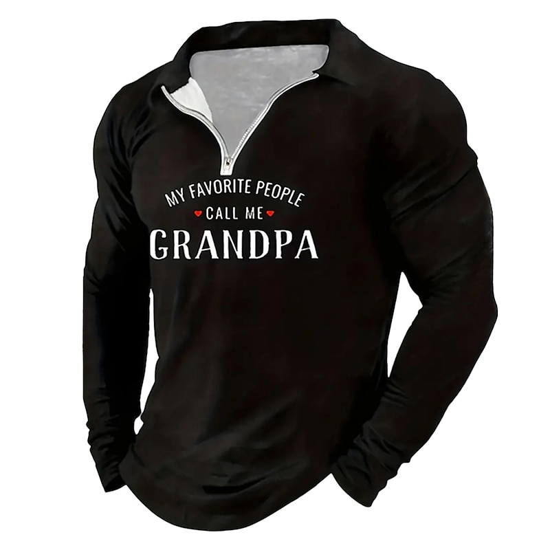 Grandpa Men's Long Sleeve Quarter-Zip Shirt - 'My Favorite People Call Me Grandpa' Family Gift