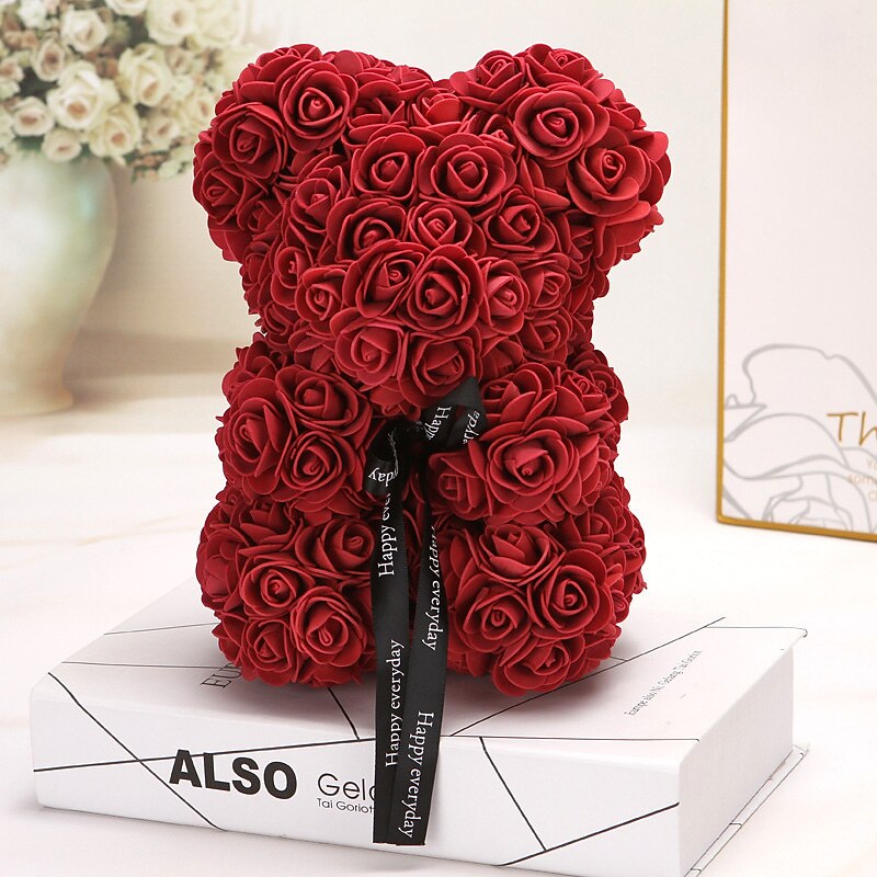Women's Day Gifts Valentine's Day Gift Creativity 25cm Rose Bear teddy day Gift Box Pe Flower Romantic Foam Bear Hug Bear Mother's Day Gifts for MoM