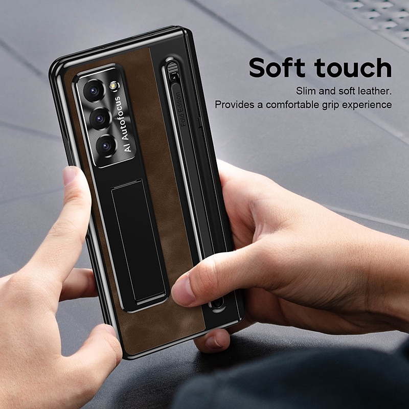 Phone Case For Samsung Galaxy Z Fold 7 Z Fold 6 Z Fold 5 Z Fold 4 Back Cover with Screen Protector Full Body Protective Camera Lens Protector Retro Armor PC PU Leather4