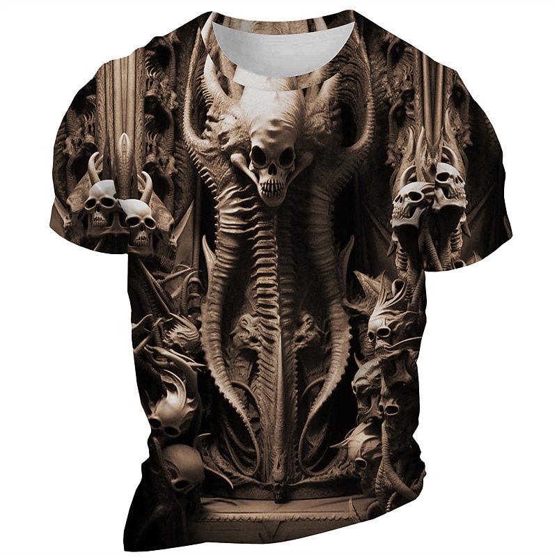 Men's Graphic Skeleton Monster T Shirt Short Sleeve T shirt 3D Print Crew Neck Shirt Daily Designer Retro Vintage Sports Outdoor Holiday Going out Black Red Blue Spring & Summer Clothing Apparel S M