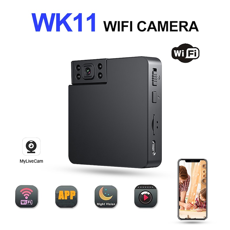 2023 New WK11 Mini Camera WiFi Night Vision Small Secret Cameras  Motion Activated HD DVR Wireless Security Cam3