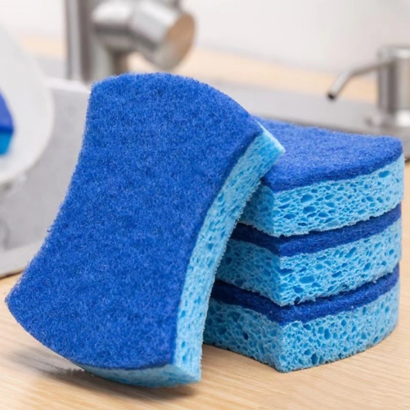 Wood Pulp Sponge Blue Scouring Cloth Kitchen And Household Daily Dishwashing Pot Cleaning And Water Absorbing Sponge Tool