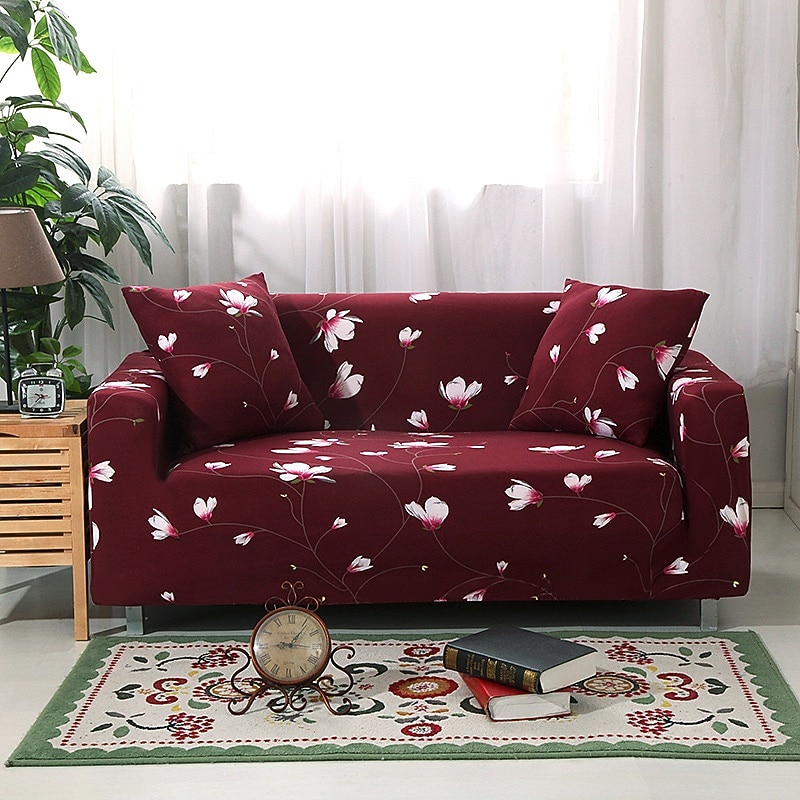 1pc Stretch Sofa Cover Slipcover Elastic Sectional Couch Armchair Loveseat 1 or 2 Seater Shape Plants Floral High Elasticity Four Seasons Universal Super Soft Fabric with Two Pillowcases4