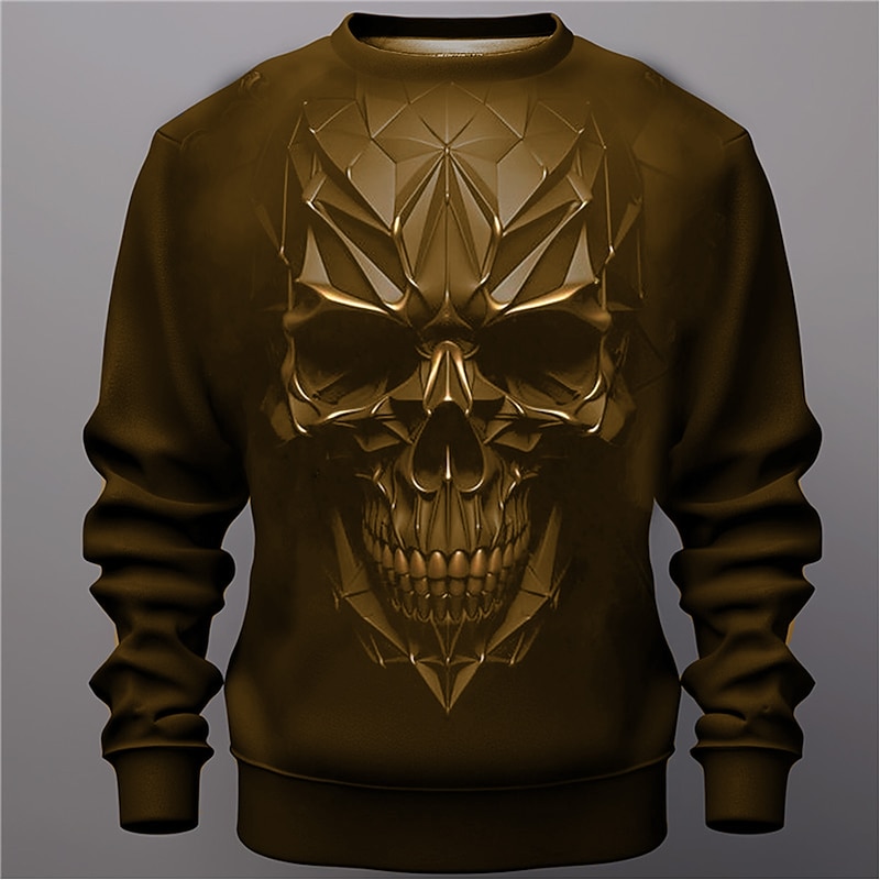 Men's Graphic Skulls Sweatshirts Golf Pullover Sweatshirt Long Sleeve Sweatshirt Crew Neck Fashion Daily Casual 3D Print Vacation Holiday Going out Print Spring &  Fall3