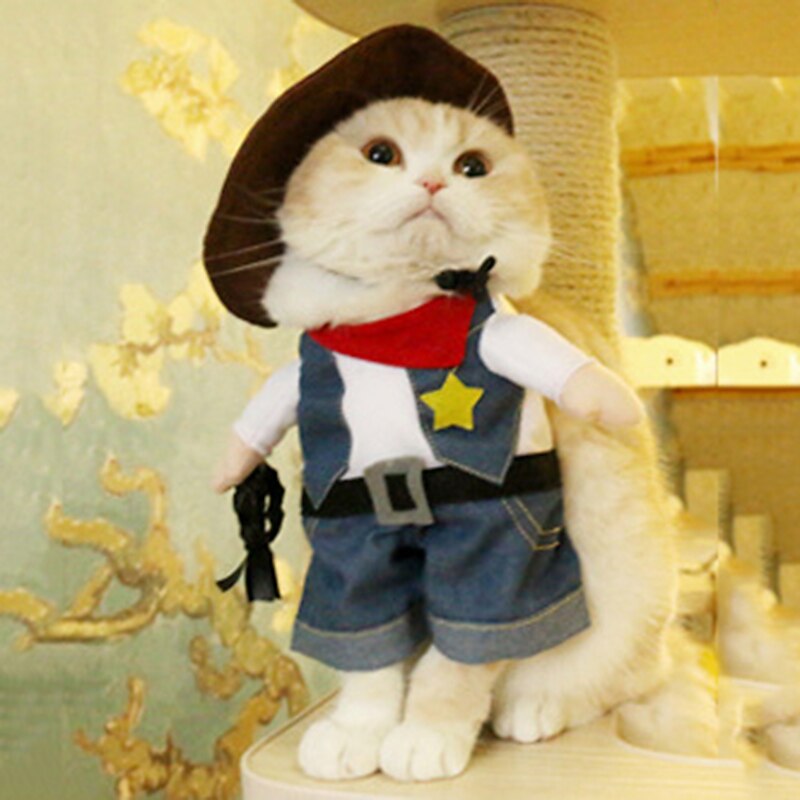 Funny Halloween Pet Police Transformation Clothes Upright Clothes Cat Dog Clothes Teddy Creative Clothes4