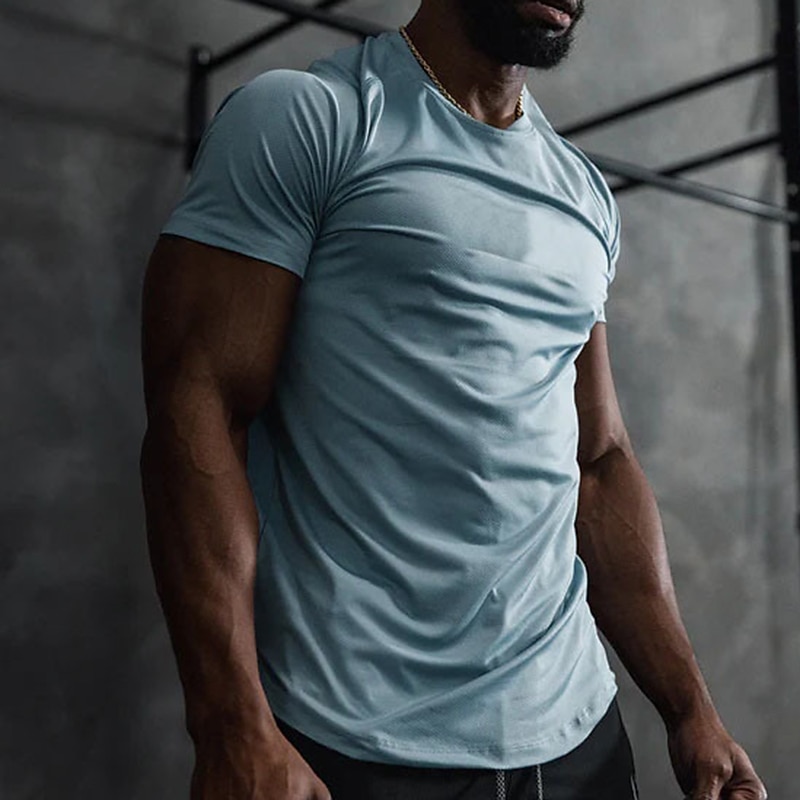 Men's T shirt Tee Fitness Shirt Basketball Shirt Athletic Shirts Crew Neck Short Sleeve Sports & Outdoor Vacation Going out Casual Daily Quick dry Sweat wicking Breathable Soft Plain Wine Red Black2