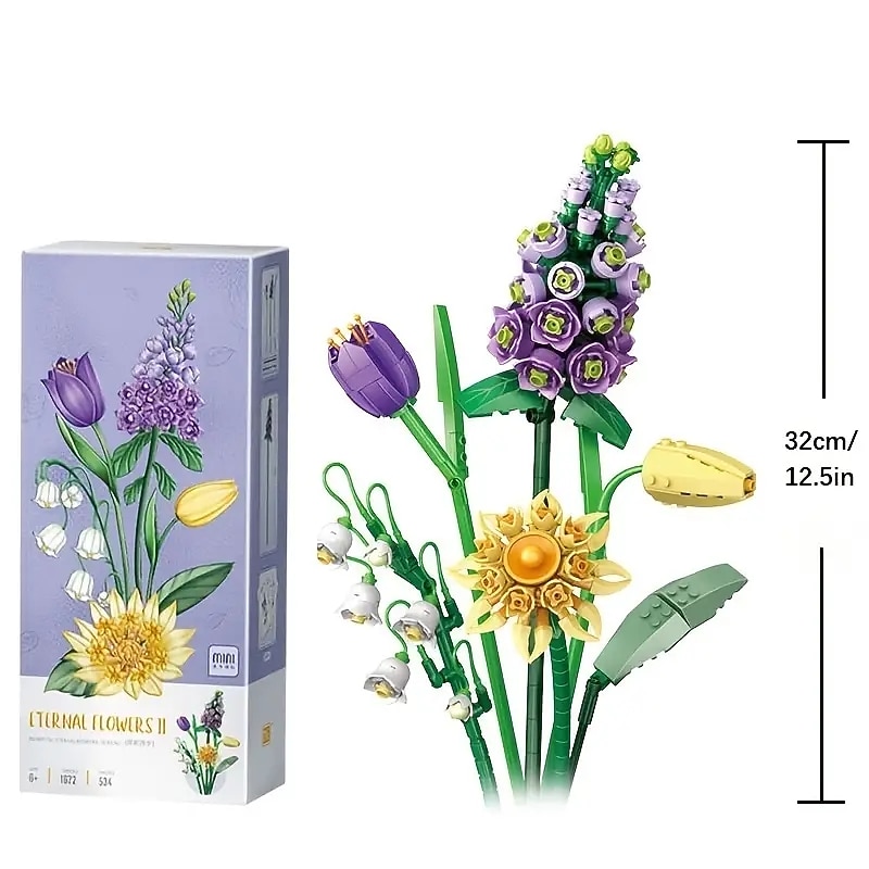 Women's Day Gifts Bouquet Set Mini Artificial Flower Building Blocks Rose Bouquet Pot Decoration Model Valentine's Day Gifts For Lovers And Girls Mother's Day Mother's Day Gifts for MoM3