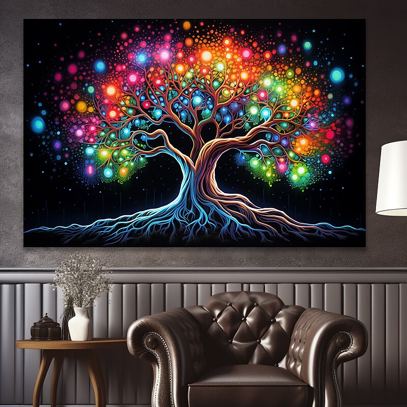 People Wall Art Canvas Colorful Tree of Life Prints and Posters Pictures Decorative Fabric Painting For Living Room Pictures No Frame4