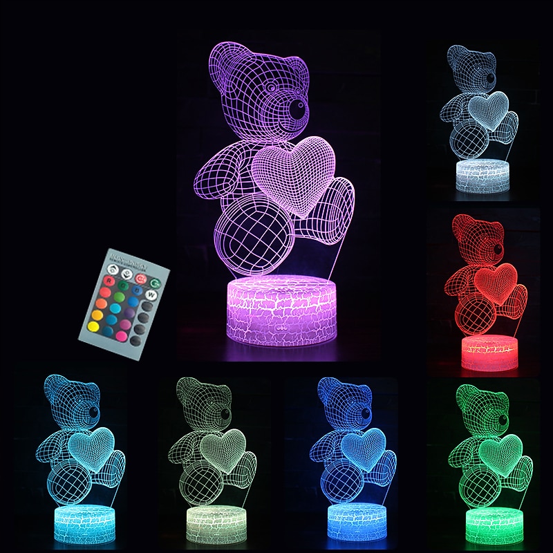 Unicorn 3D Nightlight LED Night Light Color-Changing / Adorable / Decoration Remote Control / Touch Dimmer / Gradient Mode Valentine's Day / Christmas AA Batteries Powered / USB 1pc2