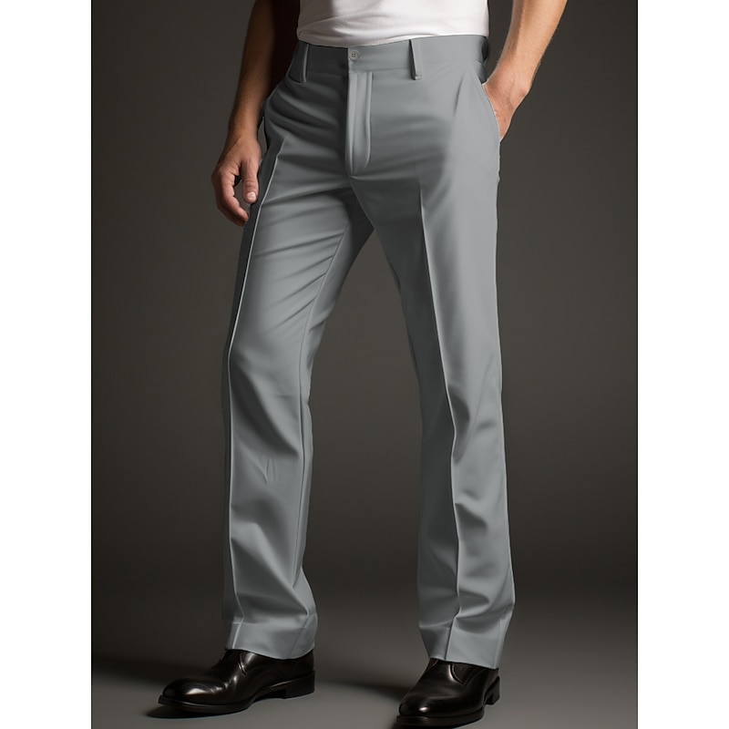 Men's Dress Pants Trousers Suit Pants Buttons Pocket Plain Comfort Breathable Outdoor Daily Going out Fashion Casual Black White3