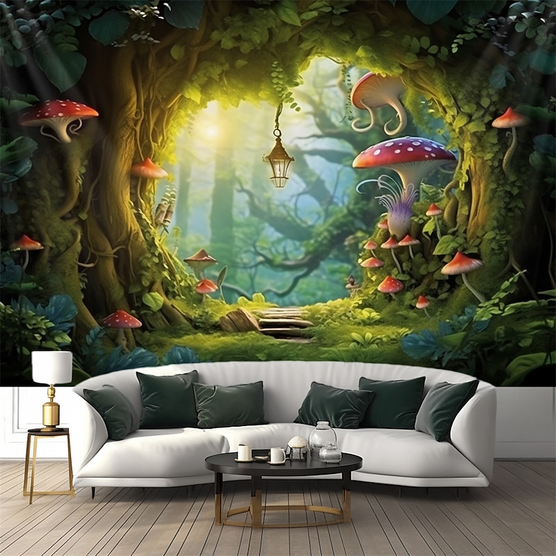 Trippy Mushroom Cave Hanging Tapestry Wall Art Large Tapestry Mural Decor Photograph Backdrop Blanket Curtain Home Bedroom Living Room Decoration3