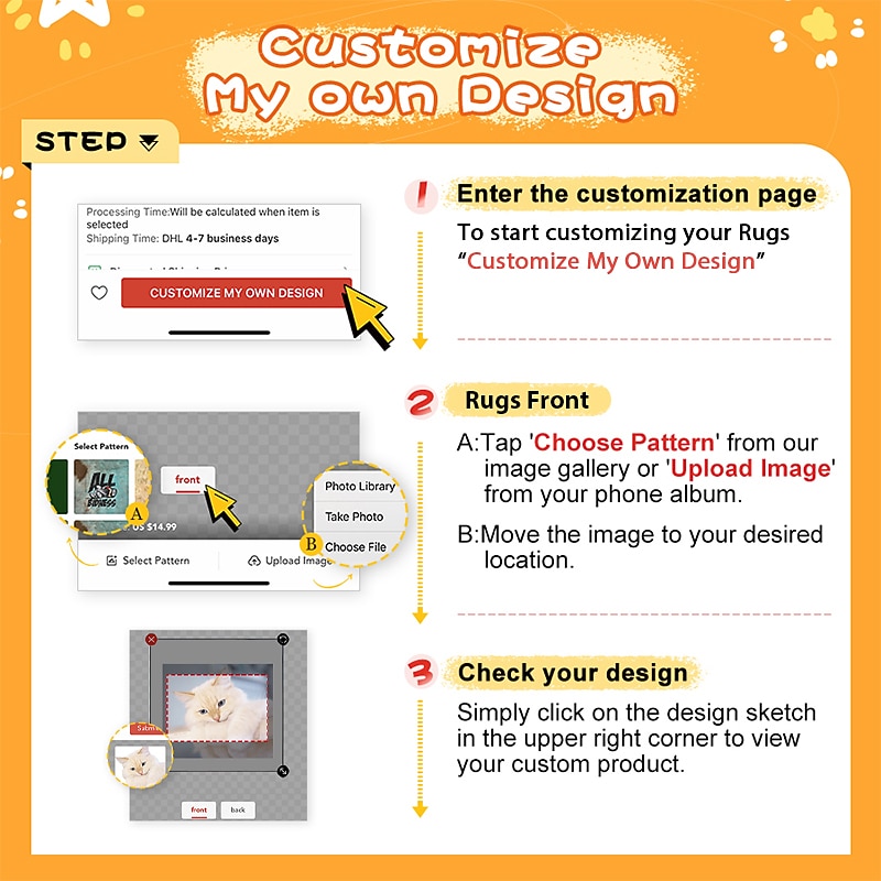 Custom Rug Doormat Floor Mats Washable Rugs Kitchen Mat Non-Slip Oil Proof Rug Indoor Outdoor Mat Bathroom Mat Entrance Rug Add Your Design Gift Personalized Gift Custom Made4