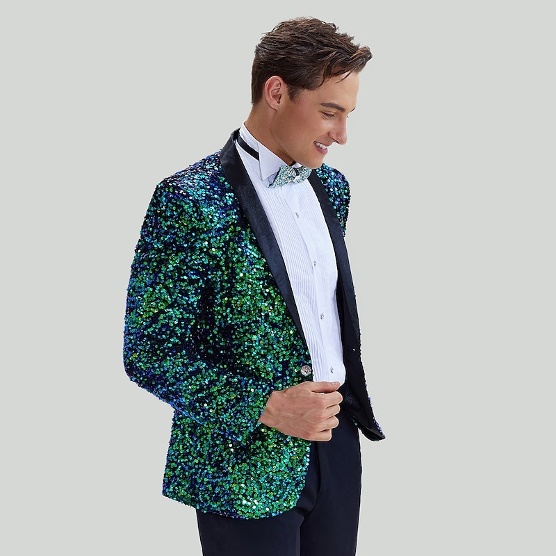 Disco 1980s Jacket Tuxedo Suits & Blazers Disco Sequins Fancy Dress Men's Masquerade Party Party / Evening Prom Adults' Coat2