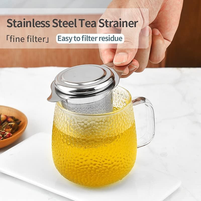 304 Stainless Steel Tea Strainer Reusable Tea Infuser Tea Strainer Teapot Loose Tea Leaf Spice Tea Filter Kitchen Accessories Tea Strainer  Tea Drain with Handle and Lid4
