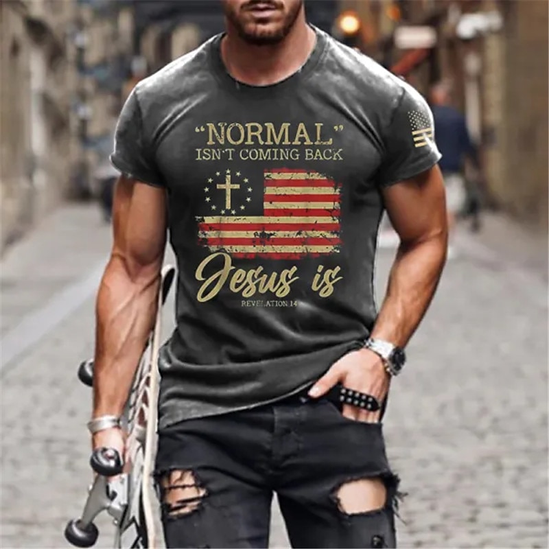 Men's National Flag T Shirt Tee Top Cotton Short Sleeve Graphic Shirt Black Army Green Dark Blue Comfortable Tee Sports Outdoor Holiday Fashion Designer Clothing3