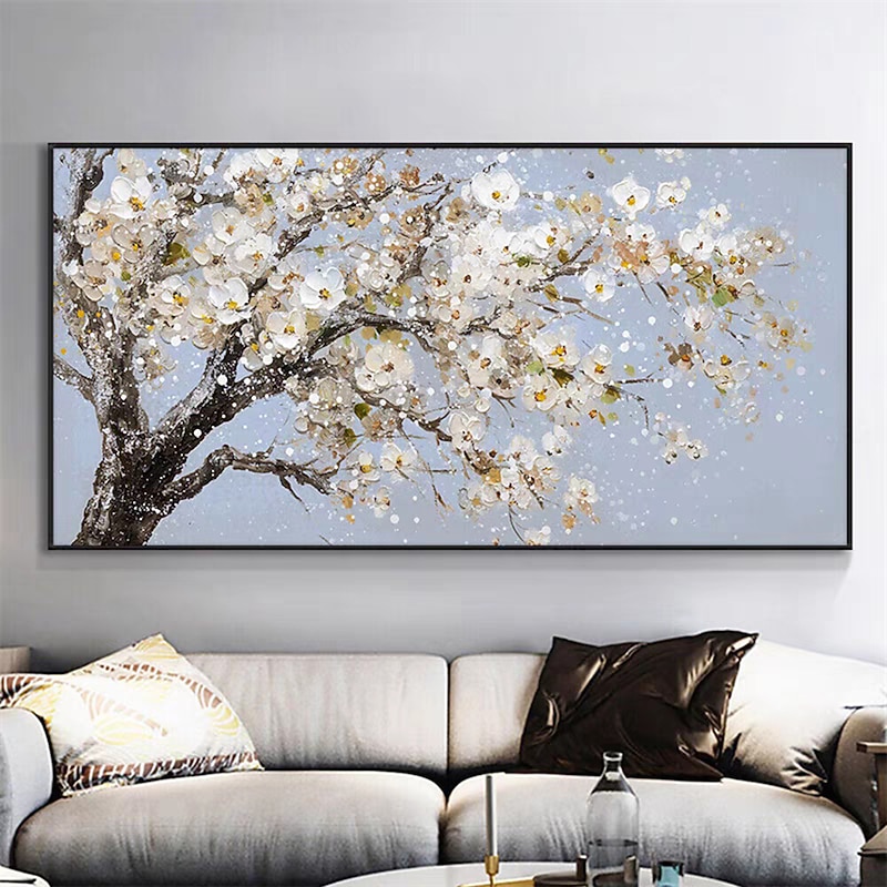 Mintura Handmade Abstract Tree Flower Oil Paintings On Canvas Wall Art Decoration Modern Picture For Home Decor Rolled Frameless Unstretched Painting