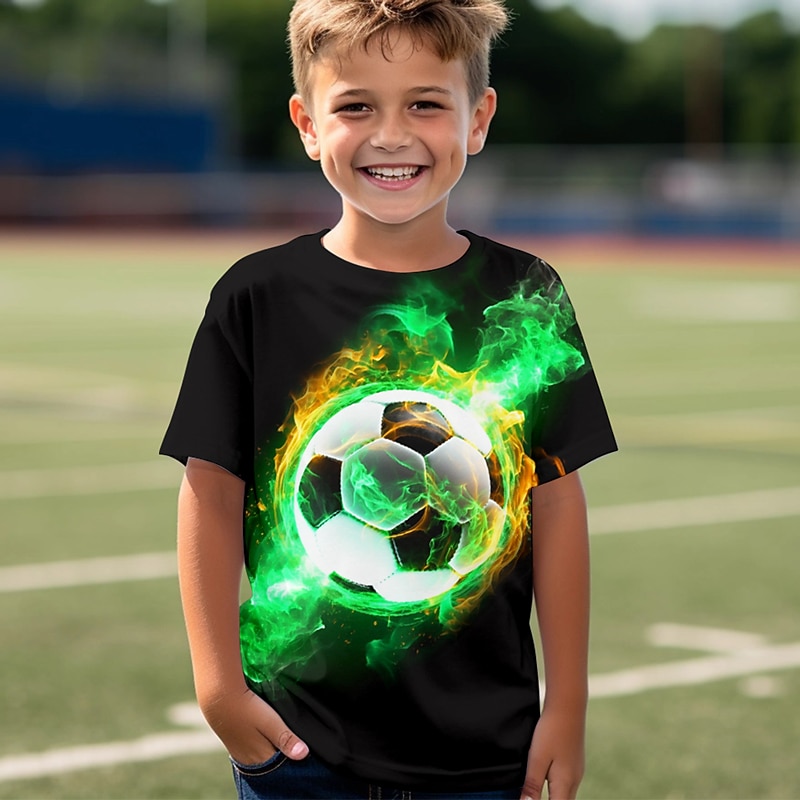 Boys 3D Football Tee Shirts Short Sleeve 3D Print Summer Spring Active Sports Fashion Kids 3-12 Years Crew Neck Outdoor Casual Daily Regular Fit4