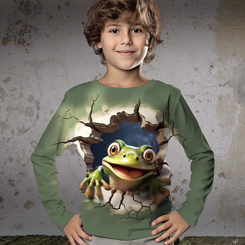 Boys 3D Cartoon Tee Shirt Long Sleeve 3D Print Spring Fall Sports Fashion Streetwear Polyester Kids 3-12 Years Crew Neck Outdoor Casual Daily Regular Fit3