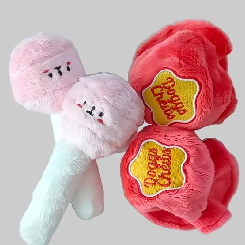 Interactive Dog Toy - Lollipop Shape Sniffing and Slow Feeding Pet Toy with Plush Squeaky Design