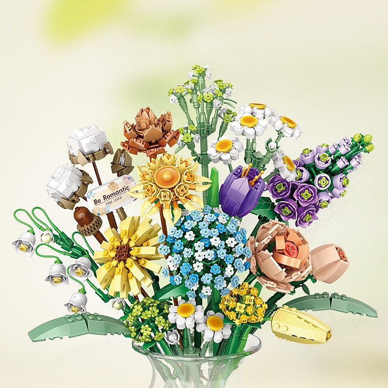 Women's Day Gifts Mini Blocks Flower Bouquet Building Sets Artificial Flowers Diy Unique Decoration Home 646 Pieces  for her Mother's Day Gifts for MoM4