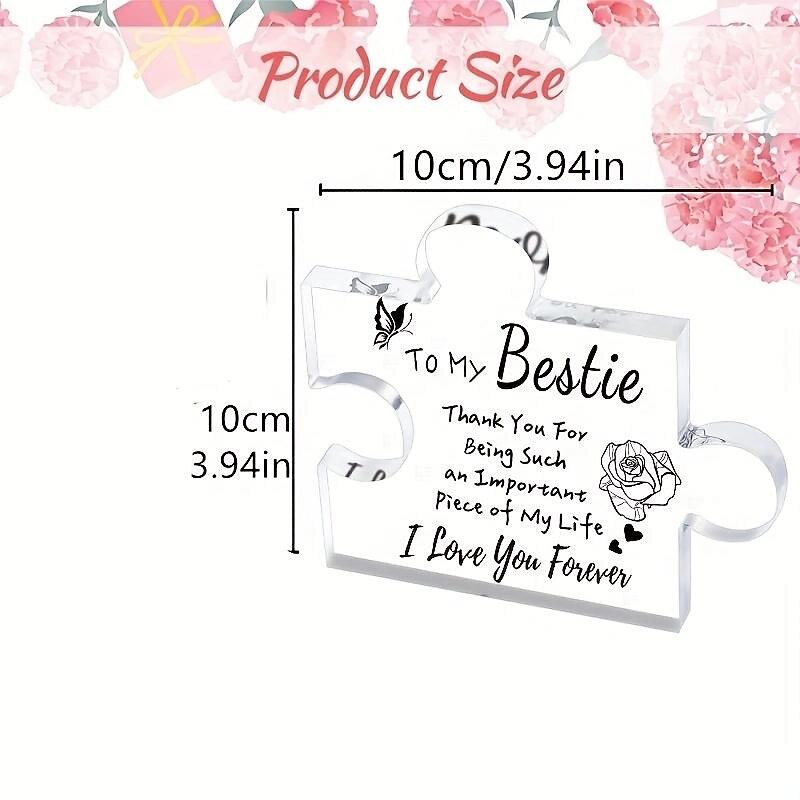 1pc, Gifts For Women, Engraved Puzzle Acrylic Plaque 3.94 X 3.94 Inch (About 10 X 10 Cm), Birthday Gifts For Women Friendship, Friendship Gifts For Women Men Girls Her, Gifts For Good Friends.3
