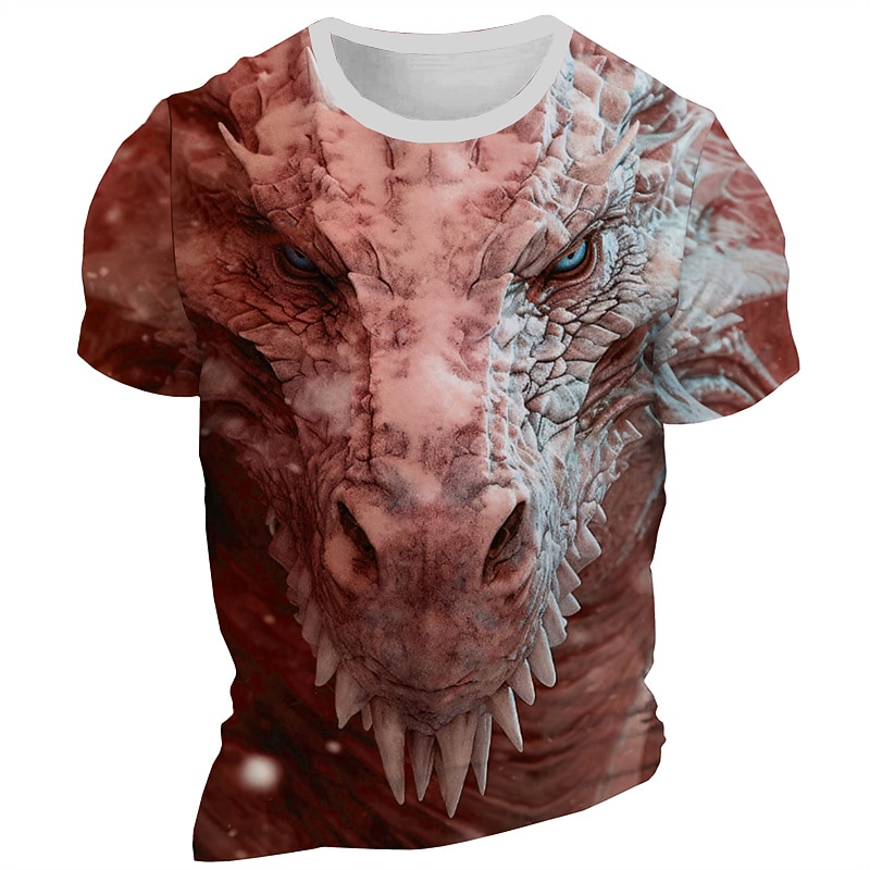 Men's Graphic Dragon T Shirt Short Sleeve T shirt 3D Print Crew Neck Shirt Daily Designer Retro Vintage Sports Outdoor Holiday Going out Yellow Red Blue Spring & Summer Clothing Apparel S M L XL 2XL2