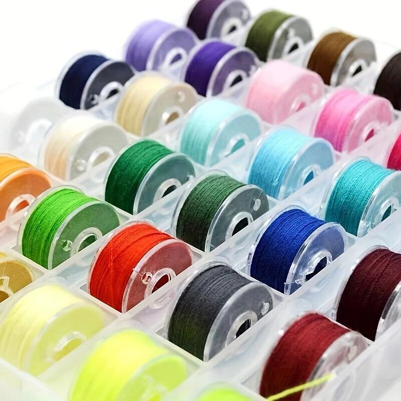 25/36pcs/set Bobbin With Sewing Thread, 25/36 Grids Boxed Color Bobbins, Practical Replacement Simple Installation Household For Sewing Machine2