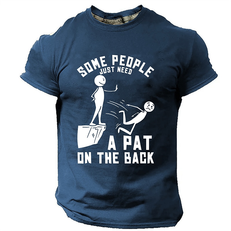 Men's Humorous Graphic T-Shirt: 'Some People Just Need A Pat On The Back' Pun Short Sleeve Tee2