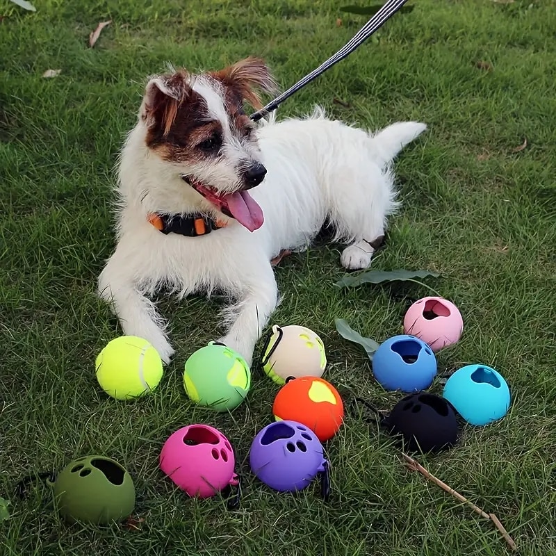 Hands-free Pet Toy Tennis Ball Holder Pet Tennis Rack Toy Ball Sheath Supplies