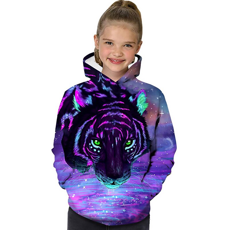 Back to School Girls' 3D Dinosaur Hoodie Long Sleeve 3D Print Spring Fall Winter Active Basic Kids 3-12 Years School Outdoor Daily3